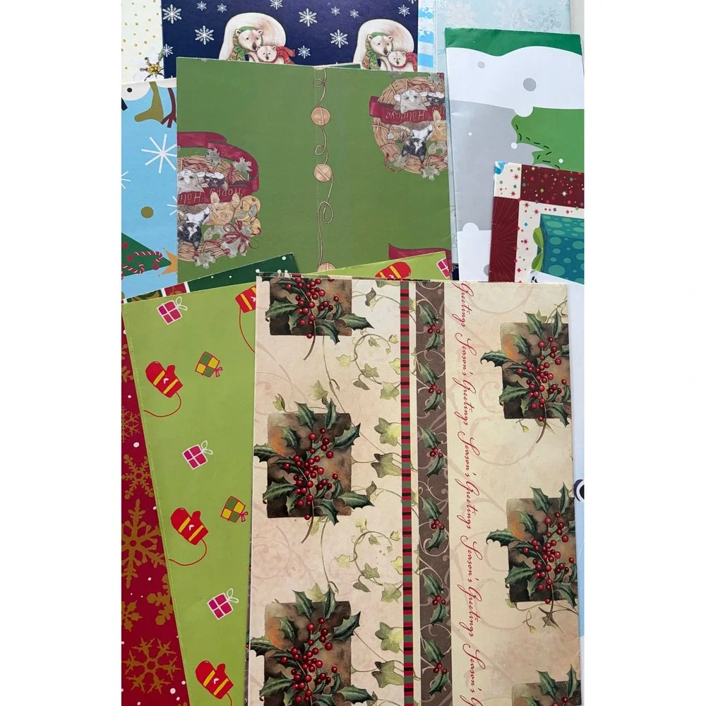 Vintage Christmas Gift Wrap Lot 34 Sheets Holiday Sally Foster Era 80s 90s Mixed